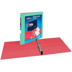 Avery 0.5" D-Ring Binder Heavy Duty Dual View Mint/Coral: Polypropylene, 135 Sheet Capacity, 4 Pockets, Hard Cover