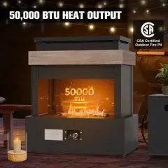 EAGLE PEAK Outdoor Propane Fireplace 50,000 BTU Gas Fireplace with&nbsp;Propane Tank Table & Cover