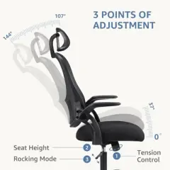 Sapphtopaz Ergonomic Office Chair with Mesh High Back&Headrest,Adjustable Swivel Gaming Chair with Flip-up Armrests Computer Chair for Office