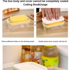 Acekool Rectangular Butter Dish with Cutter, Temperature Resistant, Easy Slice Butter Container, 200g Baking Storage Solution