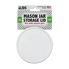 iLIDS 3pk Wide Mouth Storage Lid - White: Polypropylene, Dishwasher-Safe, Cold Beverage Jar Accessories