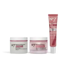 No7 Restore & Renew Multi Action Face & Neck Skincare System - 3ct