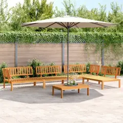 vidaXL Patio Pallet Sofa Set - 5 Piece Outdoor Conversation Furniture - Solid Acacia Wood - Ideal for Garden, Patio, Terrace - Modular Design