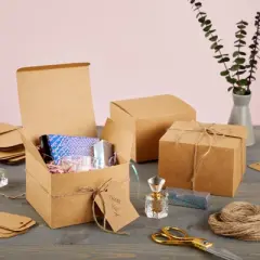 Stockroom Plus 25 Pack Brown Gift Boxes with Lids, Bulk for Wedding Favors, Birthday Party (6 x 6 x 4 In)