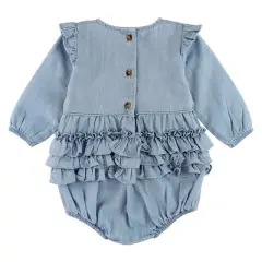 RuffleButts Baby Girls Long Sleeve Flutter Bubble Romper