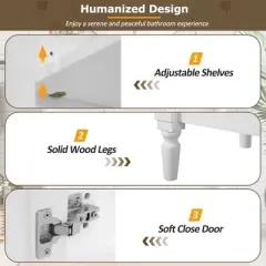 36" Bathroom Vanity with Ceramic Sink, 2 Soft Close Doors, 3 Drawers, Adjustable Shelf, Solid Wood Frame, Freestanding Storage Cabinet