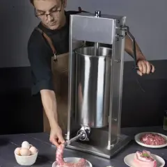 VEVOR Manual Sausage Stuffer, 15 L / 30 LBS Vertical Sausage Machine, Dual-Speed Meat Stuffer, Made of Food-Grade 304 Stainless Steel, Silver