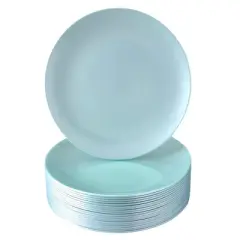 Silver Spoons Modern Plastic Plates for Party, Heavy Duty Disposable Dinner Set, Salad Plates (9&rdquo;), Mint (20 PC) - Opulence Collection