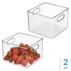 Pantry Storage Bin with Handles - Set of 2 - Clear - Made in USA