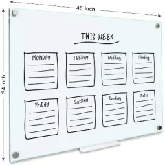 SCRIBBLEDO Glass Whiteboard 46&rdquo;x34&rdquo; Magnetic Dry Erase Board for Wall with Marker Tray