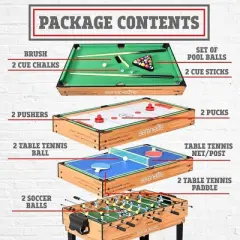SereneLife 4-in-1 Multi-Function Game Table&mdash;Pool, Hockey, Soccer,, Foosball, and Pingpong Table with Accessories