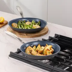 Guy Fieri's Flavortown Laser Titanium 2 Pcs Fry Pan Set 8.5" and 10" - Non-stick Cookware Set Without PFAS, PTFE, or PFOA