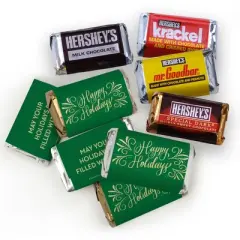 124 Pcs Christmas Candy Chocolate Party Favors Hershey's Miniatures & Kisses (1.52 lbs, Approx. 124 Pcs) - Happy Holidays