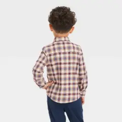 OshKosh B'gosh Toddler Boys' Long Sleeve Woven Flannel Shirt - Maroon