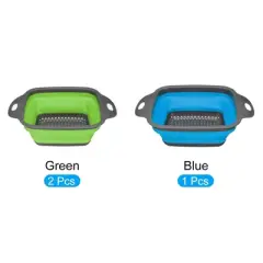 Unique Bargains Collapsible Colander Set Silicone Square Foldable Strainer Basket