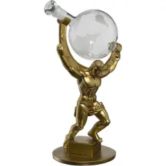 The Wine Savant Atlas Bronze World Design Whiskey & Wine Decanter, Includes 2 World Design Drinking Glasses, Unique Home Bar Decor - 1000 ml