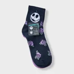 Women's Nightmare Before Christmas 3pk Mid Crew Socks - Black/White/Purple 4-10