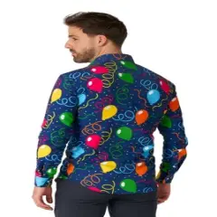 Suitmeister Men's Party Shirt - Confetti Balloons - Blue