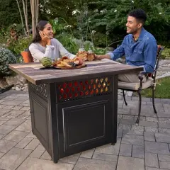Endless Summer Piper 38 Inch Square UV Printed LP DualHeat Gas Fire Pit Table and Patio Heater Combination with Total of 41,000 BTUs