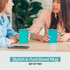 Copco Iconic Double Wall Insulated Coffee Mug with Handle, Durable & BPA-Free Reusable Plastic, 16 oz., Set of 2