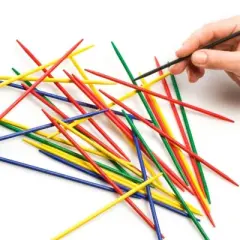 Schylling Pick Up Sticks Game for Classic Family Fun, Packaged in Wood Storage Box with Sliding Lid, Ages 7 and Up, 10"