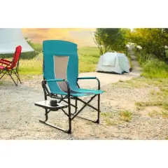 PAGED Camping Chairs with Side Table and Pocket,Outdoor Portable Chairs with High Back,Folding Chairs for Lawn,Beach