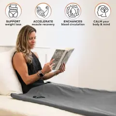 LifePro Far Infrared Sauna Blanket - Large Gray Portable Home Relaxation Sauna with Adjustable 77&ndash;176&deg;F Temperature Range