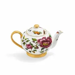 Spode Creatures of Curiosity Fine China Teapot, Snake Motif - 1.1L White Tea Pot with Handpainted 22ct Gold Decal - Victorian Inspired Design
