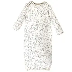 Touched by Nature Baby Organic Cotton Long-Sleeve Gowns 3pk, Farm Friends, 0-6 Months