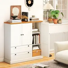 Tangkula Sideboard Buffet Cabinet Kitchen Pantry Hutch Storage Cabinet Farmhouse Credenza