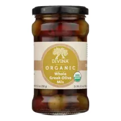 Divina Organic Whole Greek Olive Mix - Case of 6/6.35 oz