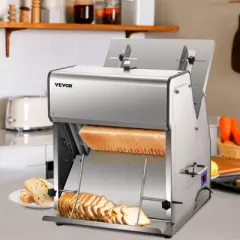 VEVOR Commercial Toast Bread Slicer, 12mm Thickness Electric Bread Cutting Machine, 31PCS Commercial Bakery Bread Slicer, Silver