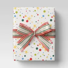 30' Christmas Fabric Ribbon Red White Green Striped - Wondershop&trade;