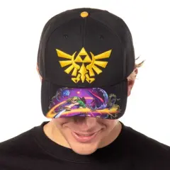 Legend of Zelda Embroidered Crest With Sublimated Bill Design Adult OSFM Snapback Hat For Men And Women Black