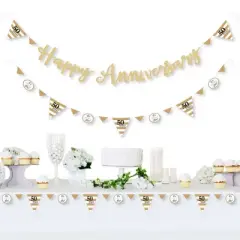 Big Dot of Happiness We Still Do - 50th Wedding Anniversary - Letter Banner Decor - 36 Cutouts & No-Mess Real Gold Glitter Happy Anniversary Letters