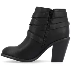 Journee Collection Womens Strap Inside Zip Stacked Heel Booties