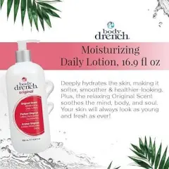 Body Drench Original Daily Moisturizing Lotion 16.9 oz (PACK OF 2) Moisturizing Skin Cream for Soft, Smooth