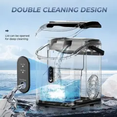 Simzlife Nugget Ice Maker Countertop, 35 Lbs/Day, Stainless Steel, 1.8 Lbs Storage, Silver