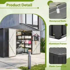 10 x 8 FT Outdoor Storage Shed, All Weather Metal Sheds with Lockable Doors, Tool Shed for Garden, Patio, Backyard, Lawn, Black