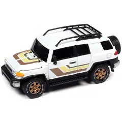 2007 Toyota FJ Cruiser White with Stripes and Roofrack Limited Edition to 4800 pieces 1/64 Diecast Model Car by Johnny Lightning