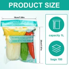 Itopfox 100 Pcs Reusable Zipper Microwave Steam Bags for Cooking Vegetables, Potatoes, and Meat - Leakproof & Durable