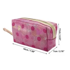 Unique Bargains Women's Portable Solid Color Dots Makeup Bag 1 Pc