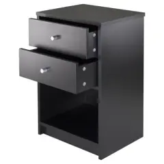 Ava Nightstand with 2 Drawers Black - Winsome