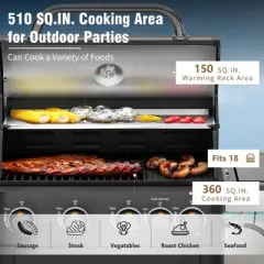 Captiva Designs 4-Burner Propane BBQ Grill with Side Burner & Porcelain-Enameled Cast Iron Grates - 46,700 BTU