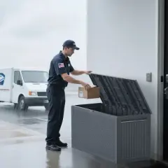 Syemin Deck Boxes 90gal Outdoor Garden Plastic Storage Deck Box Waterproof Deck Box Outdoor Lockable Storage Container, Black, 45.67"*19.5"*23.23"