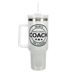 Elanze Designs World's Greatest Coach Myth Legend 40 oz. Stainless Steel, Large Water Bottle Coffee Mug, Spill & Leak Resistant, Thermal Travel