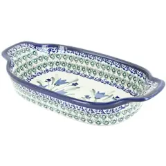 Blue Rose Polish Pottery 1281 Zaklady Rectangular Serving Dish