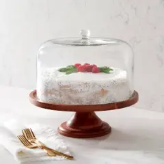 Round Glass & Wood Dessert Stand - Threshold&trade;: Traditional Cupcake Display with Clear Glass Lid