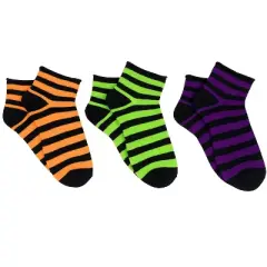 Everything Legwear Halloween Rugby Stripe 3 Pair Anklet Socks