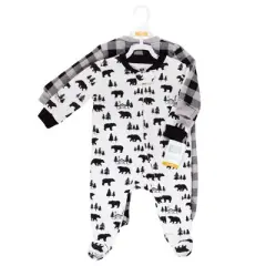Hudson Baby Infant Boy Premium Quilted Zipper Sleep and Play, Bear Gray Black